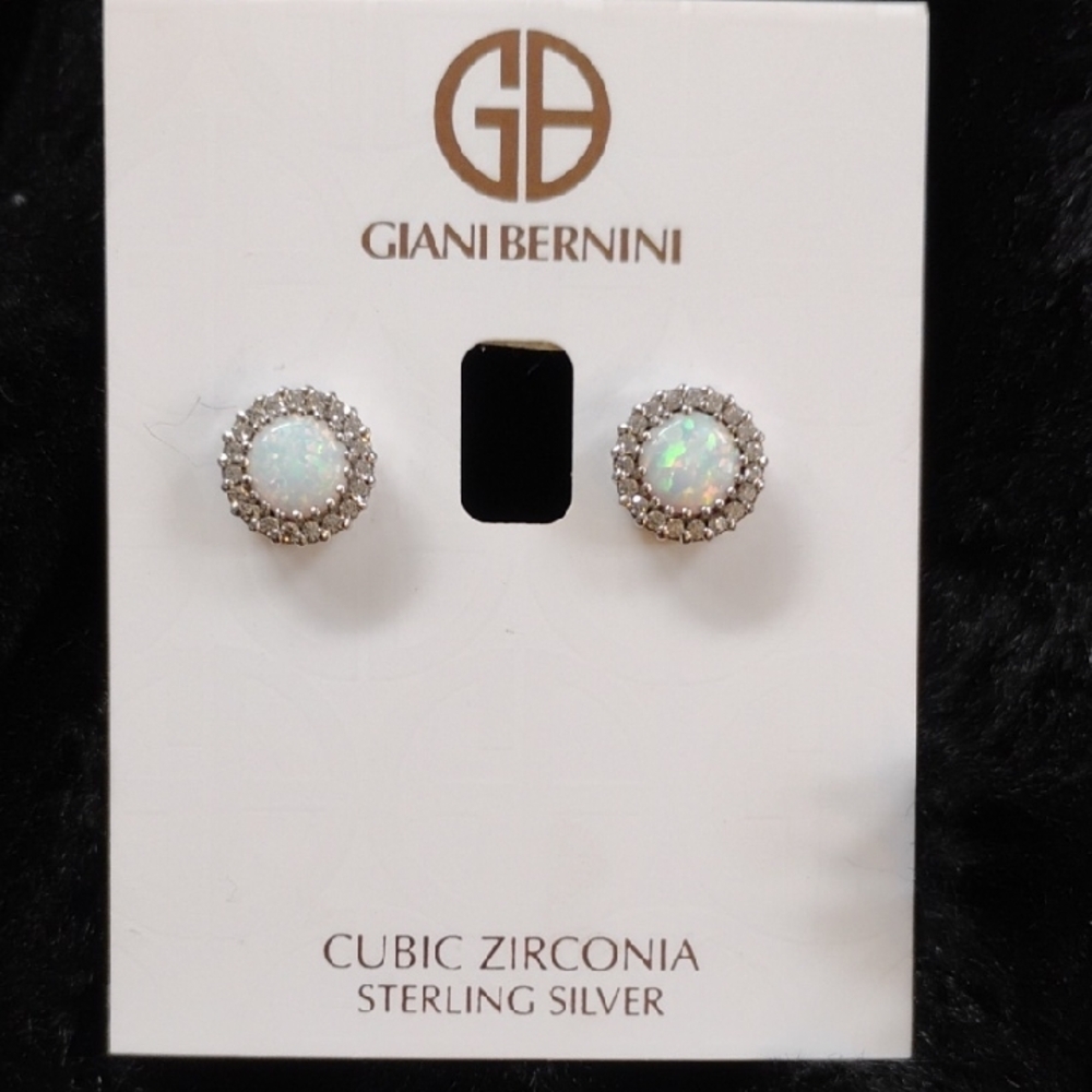 Giani Bernini Silver and White Halo Earrings